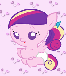 Size: 513x596 | Tagged: safe, artist:acuario1602, edit, princess cadance, pegasus, pony, g4, baby, baby cadance, baby pony, cropped, diaper, female, foal, pegasus cadance, solo