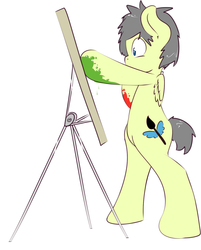 Size: 1280x1596 | Tagged: dead source, safe, artist:kryptchild, oc, oc only, pony, bipedal, canvas, paint, paint on fur, painting, request, solo