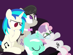 Size: 1280x960 | Tagged: safe, artist:dtcx97, dj pon-3, lyra heartstrings, octavia melody, sweetie belle, vinyl scratch, post-crusade, g4, glasses, older, tumblr