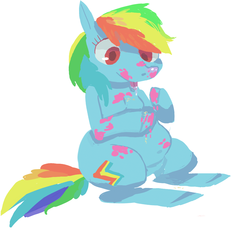 Size: 1164x1072 | Tagged: safe, artist:1eg, rainbow dash, g4, chubby, female, messy, solo