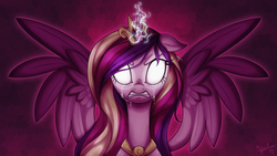 Size: 1280x720 | Tagged: safe, artist:heilos, princess cadance, alicorn, pony, g4, angry, crying, female, glowing eyes, hate, princess sadance, rage, solo, spread wings, wings