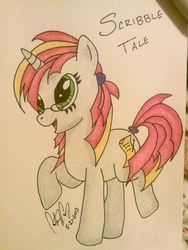 Size: 960x1280 | Tagged: artist needed, safe, oc, oc only, oc:scribble tale, pony, unicorn, solo, traditional art