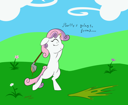 Size: 3032x2496 | Tagged: safe, artist:annonymouse, sweetie belle, pony, g4, bipedal, female, golf, sap, solo