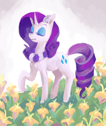 Size: 1812x2161 | Tagged: dead source, safe, artist:twitchykismet, rarity, g4, female, floral necklace, flower, flowerhorse, rarity month, solo