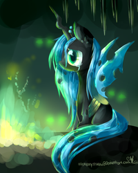 Size: 1200x1500 | Tagged: safe, artist:aquagalaxy, queen chrysalis, changeling, changeling queen, g4, crown, crying, female, jewelry, regalia, solo