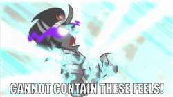 Size: 879x494 | Tagged: safe, king sombra, g4, cannot contain feels, explosion, feels, image macro, male, solo
