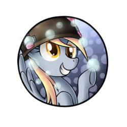 Size: 500x500 | Tagged: safe, artist:tina-chan, derpy hooves, pegasus, pony, g4, cute, derpy soldier, female, mare, smiling, soldier, soldier (tf2), solo, team fortress 2