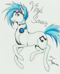 Size: 1071x1305 | Tagged: safe, artist:bekuno, dj pon-3, vinyl scratch, g4, :p, female, headphones, solo, tongue out, traditional art