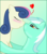 Size: 1616x1816 | Tagged: safe, artist:negasun, bon bon, lyra heartstrings, sweetie drops, earth pony, pony, unicorn, g4, bedroom eyes, blushing, duo, eyes closed, female, floating heart, gradient background, heart, lesbian, lidded eyes, mare, nuzzling, ship:lyrabon, shipping, simple background, smiling, uou