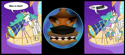 Size: 1000x438 | Tagged: safe, princess celestia, g4, comic, crash bandicoot (series), crash bandicoot: warped, exploitable meme, telescope meme, tiny tiger