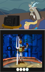 Size: 379x600 | Tagged: safe, artist:death-driver-5000, discord, g4, crash bandicoot (series), crash bandicoot: warped, dr. nefarious tropy, exploitable meme, joke explained in the comments, meme, tv meme