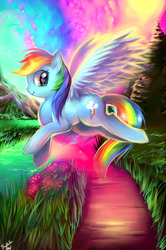 Size: 700x1053 | Tagged: safe, artist:sukesha-ray, rainbow dash, pegasus, pony, g4, color porn, female, grass, mare, solo, spread wings, wings