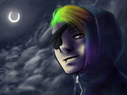 Size: 640x480 | Tagged: safe, artist:voyager, rainbow dash, human, g4, eyepatch, female, humanized, solo