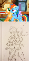 Size: 600x1260 | Tagged: safe, applejack, rainbow dash, human, g4, humanized