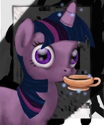 Size: 2944x3524 | Tagged: safe, artist:neustrasbourg, twilight sparkle, pony, unicorn, g4, cup, drinking, female, levitation, magic, mare, solo, teacup, telekinesis, unicorn twilight