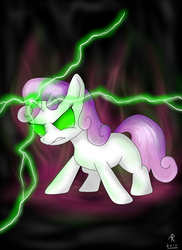 Size: 2550x3509 | Tagged: safe, artist:rameslack, sweetie belle, g4, angry, female, glowing eyes, magic, solo