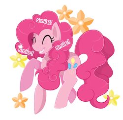 Size: 937x909 | Tagged: safe, artist:freakkatt, pinkie pie, g4, female, smiling, solo, text