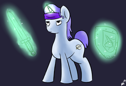Size: 887x607 | Tagged: safe, artist:nohooves, oc, oc only, magic, shield, solo, sword