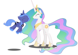 Size: 1061x753 | Tagged: safe, artist:replaymasteroftime, princess celestia, princess luna, alicorn, pony, g4, crown, duo, duo female, female, filly, jewelry, mare, regalia, royal sisters, siblings, simple background, sisters, transparent background, woona, younger