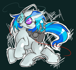 Size: 551x505 | Tagged: safe, artist:soulwarri0r, dj pon-3, vinyl scratch, pony, unicorn, g4, boombox, female, glasses, headphones, simple background, solo, stereo, two toned mane