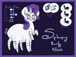 Size: 1200x900 | Tagged: safe, artist:otterlore, rarity, monster pony, original species, spider, spiderpony, g4, eyes, female, pose, reference sheet, solo, species swap, spiderponyrarity