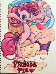Size: 960x1280 | Tagged: dead source, safe, artist:luvlymilk, pinkie pie, g4, female, solo, traditional art