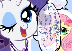 Size: 648x454 | Tagged: safe, fluttershy, rarity, ask harajukupinkiepie, g4, cute, japanese, raribetes, shyabetes