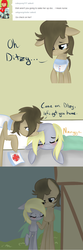 Size: 565x1711 | Tagged: safe, artist:lilliesinthegarden, derpy hooves, doctor whooves, time turner, pegasus, pony, g4, blanket, blushing, comic, cute, female, hat, mare, night, nurse, nurse turner, sleeping, sleepy, tumblr