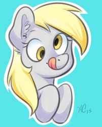 Size: 2921x3632 | Tagged: safe, artist:comikazia, derpy hooves, pegasus, pony, g4, female, mare, solo, tongue out