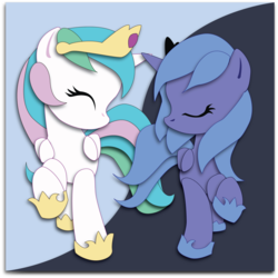 Size: 1857x1860 | Tagged: safe, artist:the-paper-pony, princess celestia, princess luna, g4, contrast, filly, s1 luna, sisters, younger