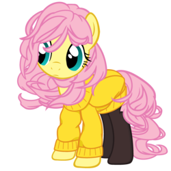 Size: 2500x2500 | Tagged: safe, artist:beavernator, fluttershy, g4, alternate hairstyle, clothes, female, messy mane, simple background, solo, sweater, sweatershy, transparent background