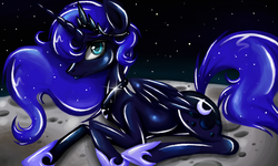 Size: 854x512 | Tagged: safe, artist:silvercommando, princess luna, g4, female, moon, shiny, solo