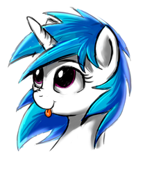 Size: 505x605 | Tagged: safe, artist:junkiekb, dj pon-3, vinyl scratch, g4, female, nose wrinkle, solo, tongue out