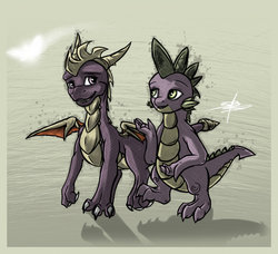 Size: 1024x935 | Tagged: safe, artist:slawomiro, spike, g4, crossover, spyro the dragon, spyro the dragon (series)