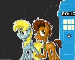 Size: 1000x800 | Tagged: safe, artist:wondurwaffle, derpy hooves, doctor whooves, time turner, pegasus, pony, g4, female, mare