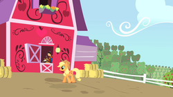 Size: 1280x720 | Tagged: safe, applejack, dog, human, g4, barn, hammer, sweden, sweet apple acres