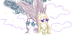 Size: 720x346 | Tagged: dead source, safe, artist:enigmaticfrustration, oc, oc only, griffon, pony, sketch, tree