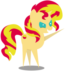 Size: 4232x4424 | Tagged: dead source, safe, artist:pinkiespartygirl, sunset shimmer, pony, unicorn, g4, absurd resolution, female, grin, pointy ponies, raised leg, simple background, solo, transparent background, vector