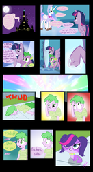 Size: 4245x7795 | Tagged: safe, artist:lolepopenon, princess celestia, spike, twilight sparkle, alicorn, pony, equestria girls, g4, my little pony equestria girls, absurd resolution, comic, human spike, littlest pet shop, magic mirror, mirror, role reversal, twilight barkle, twilight sparkle (alicorn), zoe trent