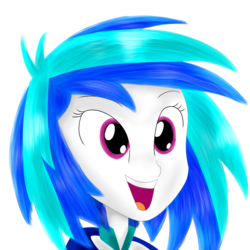 Size: 2000x2000 | Tagged: safe, artist:dragonfoorm, dj pon-3, vinyl scratch, equestria girls, g4, :d, female, happy, simple background, solo, transparent background