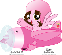 Size: 5200x4629 | Tagged: safe, artist:nesmaster23, artist:shinta-girl, oc, oc only, oc:shinta pony, absurd resolution, aircraft, helmet, plane, propeller, solo