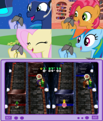 Size: 782x918 | Tagged: safe, babs seed, fluttershy, princess luna, rainbow dash, pegasus, pony, gamer luna, g4, donkey kong, exploitable meme, female, gamer babs, gamer meme, gamerdash, gamershy, luigi, male, mare, mario party, mario party 4, princess peach, super mario, tv meme, waluigi