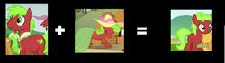 Size: 1008x286 | Tagged: safe, edit, edited screencap, screencap, apple cinnamon, maple apple, red june, g4, apple family, apple family member, bolo tie, clothes, dress, hat, headcanon, theory