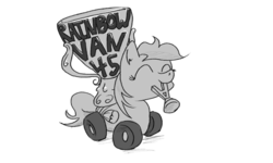Size: 500x300 | Tagged: source needed, safe, artist:rainbowvan45, oc, oc only, oc:wheely bopper, original species, wheelpone, not a contest, solo, trophy