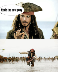 Size: 2404x2976 | Tagged: safe, oc, oc only, oc:nyx, exploitable meme, jack sparrow, meme, unpopular opinion sparrow