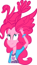 Size: 1580x2747 | Tagged: safe, artist:charity650, pinkie pie, swan, equestria girls, g4, alternate hairstyle, female, hair, simple background, solo, transparent background, vector