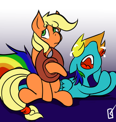 Size: 1200x1261 | Tagged: safe, artist:fauxsquared, applejack, rainbow dash, g4, crying