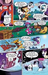 Size: 1444x2222 | Tagged: safe, artist:andy price, edit, idw, official comic, flax seed, rarity, series:my little pony mysteries, series:the mystery of the burnt calories, g4, micro-series #3, my little pony micro-series, comic book, flax seed looks at stuff