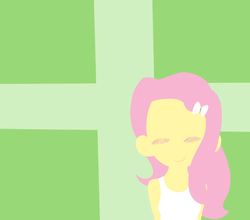 Size: 820x721 | Tagged: safe, artist:maareep, artist:typhwosion, fluttershy, equestria girls, g4, abstract background, blushing, female, lineless, minimalist, modern art, smiling, solo, wallpaper