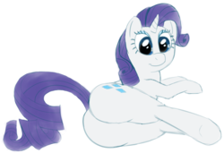 Size: 1000x685 | Tagged: safe, artist:alkippe, rarity, pony, unicorn, g4, butt, female, looking at you, plot, sketch, solo, wip